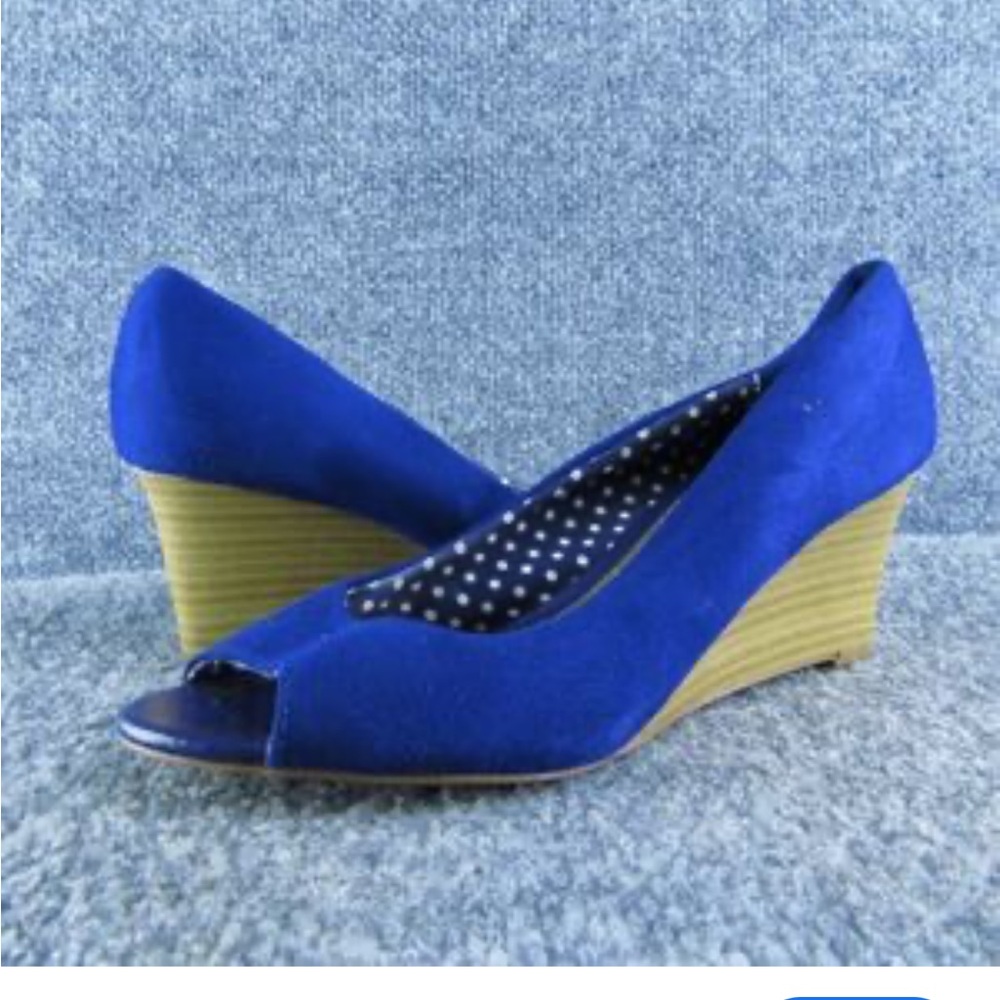 Y2k Dexflex Comfort navy blue suede Wedges size 11
